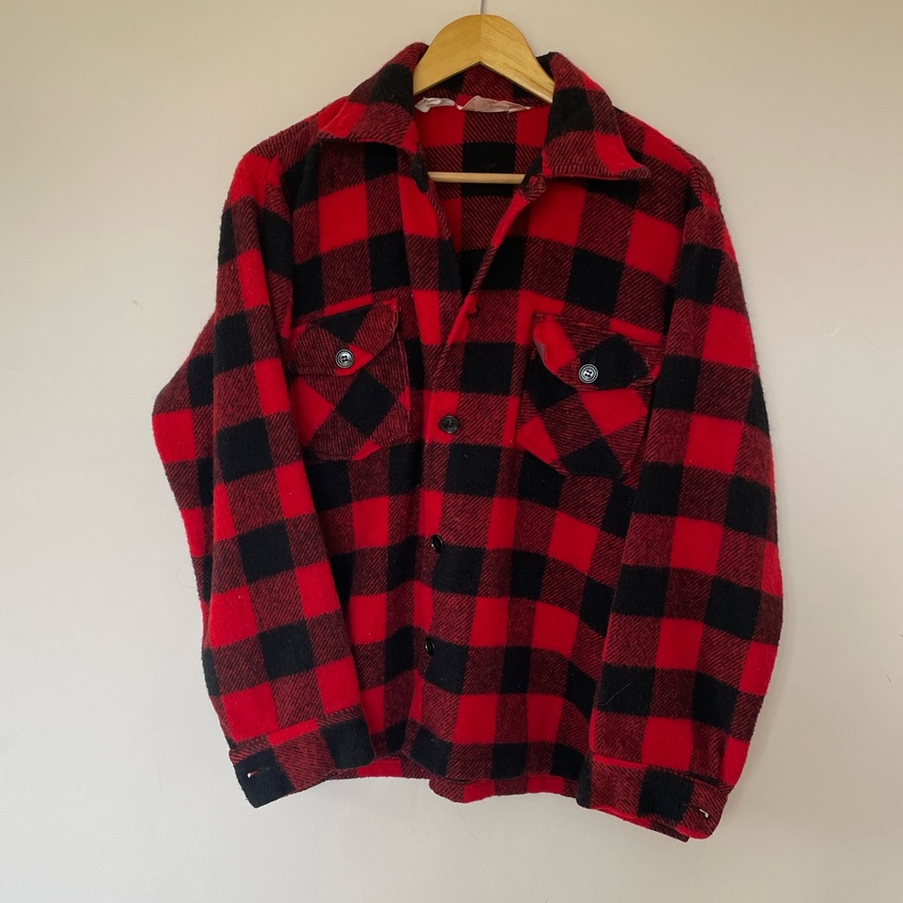 Made in Canada 🇨🇦 Vintage Buffalo Plaid Wool Blend Hunting Jacket Large